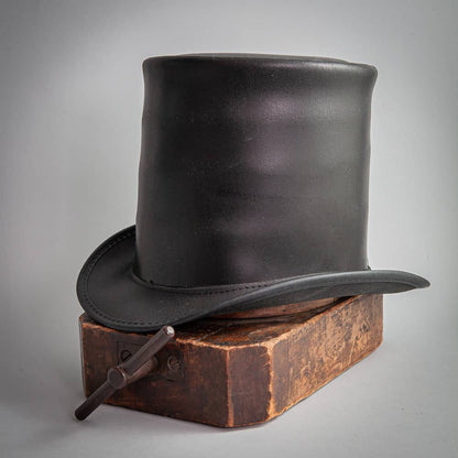 Unbanded Stove Piper Black Finished Top Hat by American Hat Makers - Hover