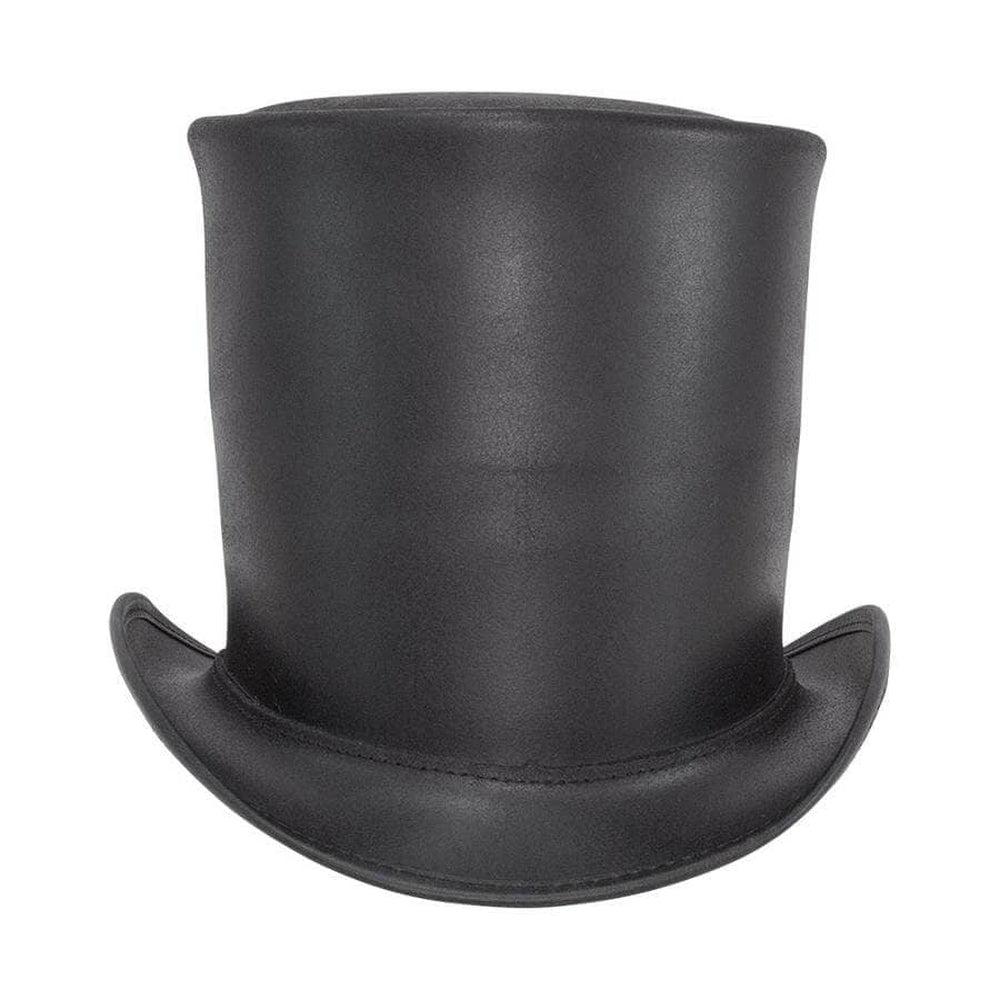 Unbanded Stove Piper Black Finished Top Hat by American Hat Makers front view