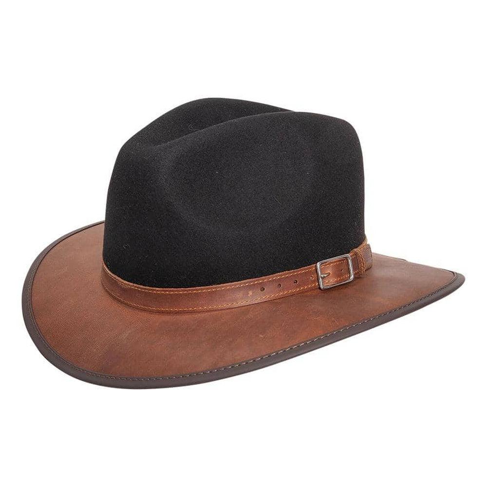 Summit Coal Felt Leather Fedora Hat by American Hat Makers