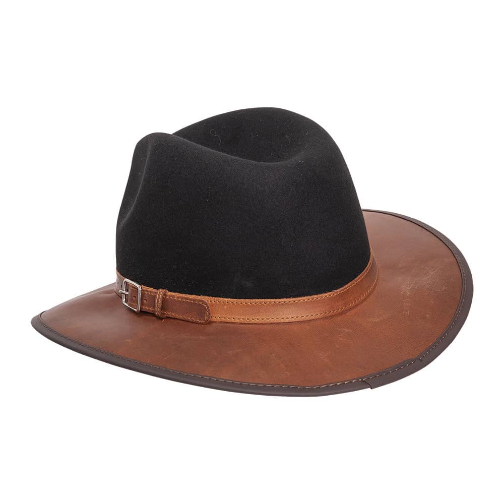 Summit Coal Felt Leather Fedora Hat by American Hat Makers