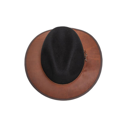 Summit Coal Leather Felt Fedora Hat by American Hat Makers