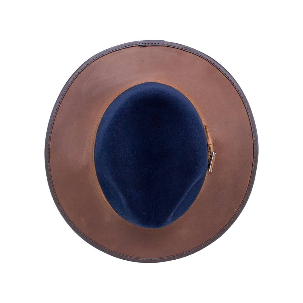 Summit Navy Felt Leather Fedora Hat by American Hat Makers