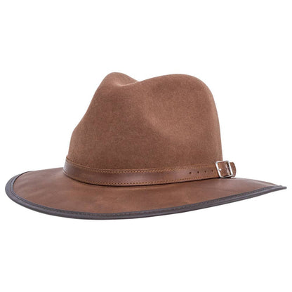 Summit Saddle Leather Felt Fedora Hat by American Hat Makers