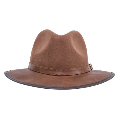 Summit Saddle Leather Felt Fedora Hat by American Hat Makers