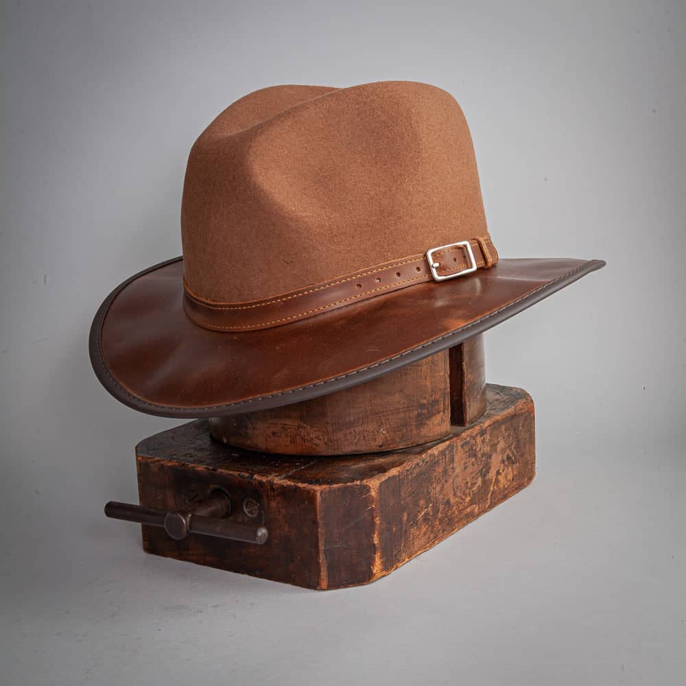 Summit Saddle Felt Leather Fedora Hat by American Hat Makers