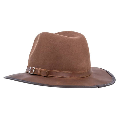 Summit Saddle Leather Felt Fedora Hat by American Hat Makers