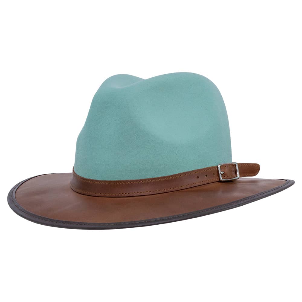 Summit Sage Felt Leather Fedora Hat by American Hat Makers