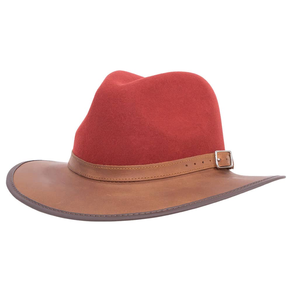 Summit Sangria Felt Leather Fedora Hat by American Hat Makers