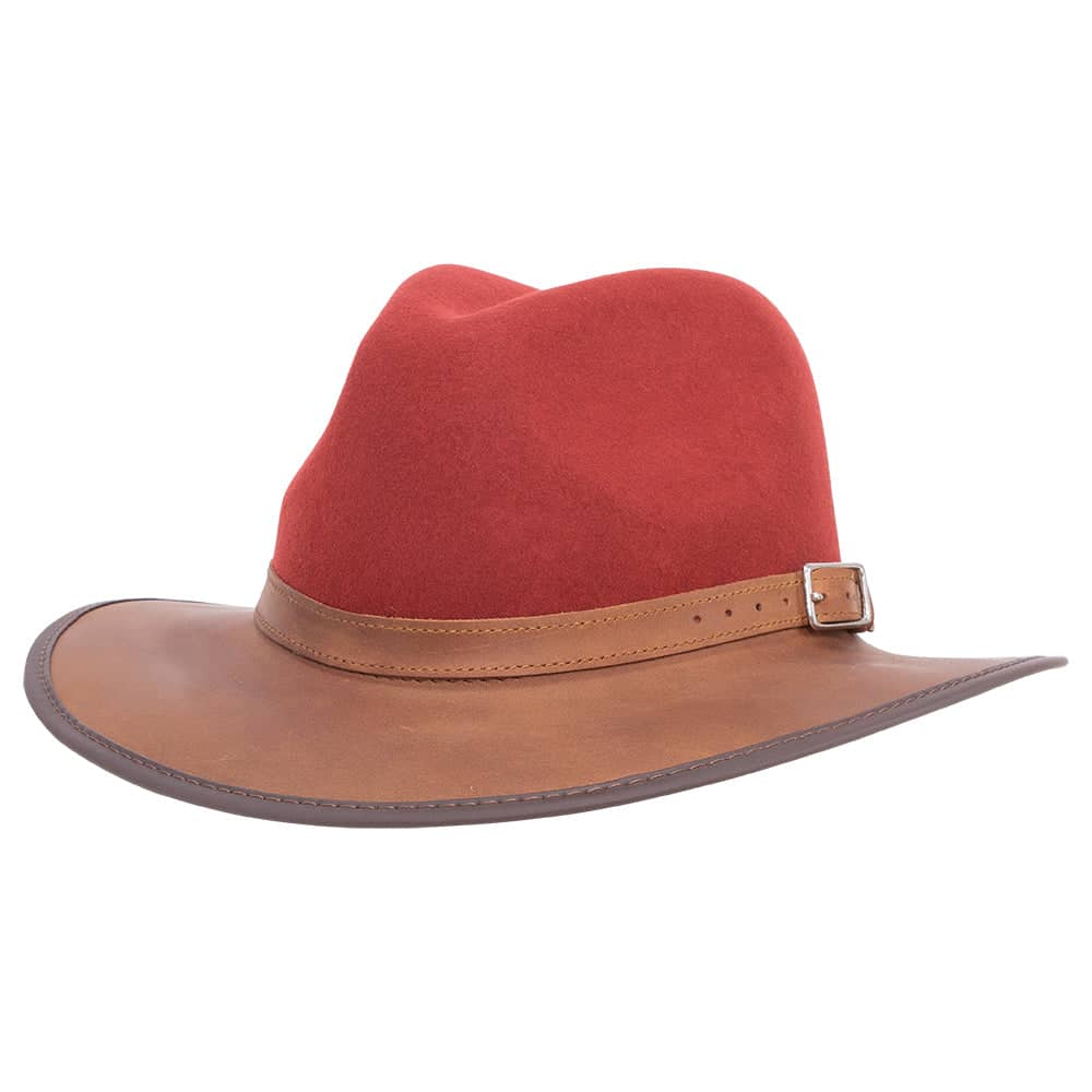 Summit Sangria Leather Felt Fedora Hat by American Hat Makers