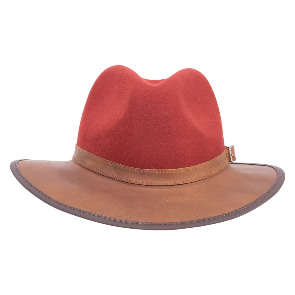 Summit Sangria Felt Leather Fedora Hat by American Hat Makers