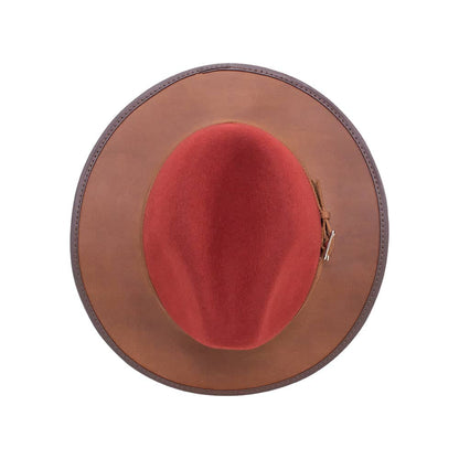 Summit Sangria Leather Felt Fedora Hat by American Hat Makers