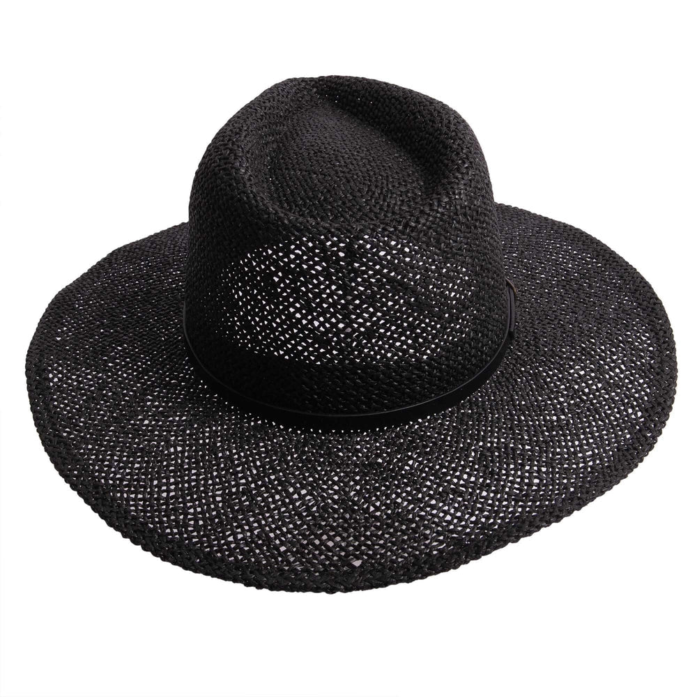 Titus black straw sun hat by American Hat Makers back view