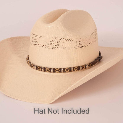 Tombstone Brown Hat Band on a cream hat