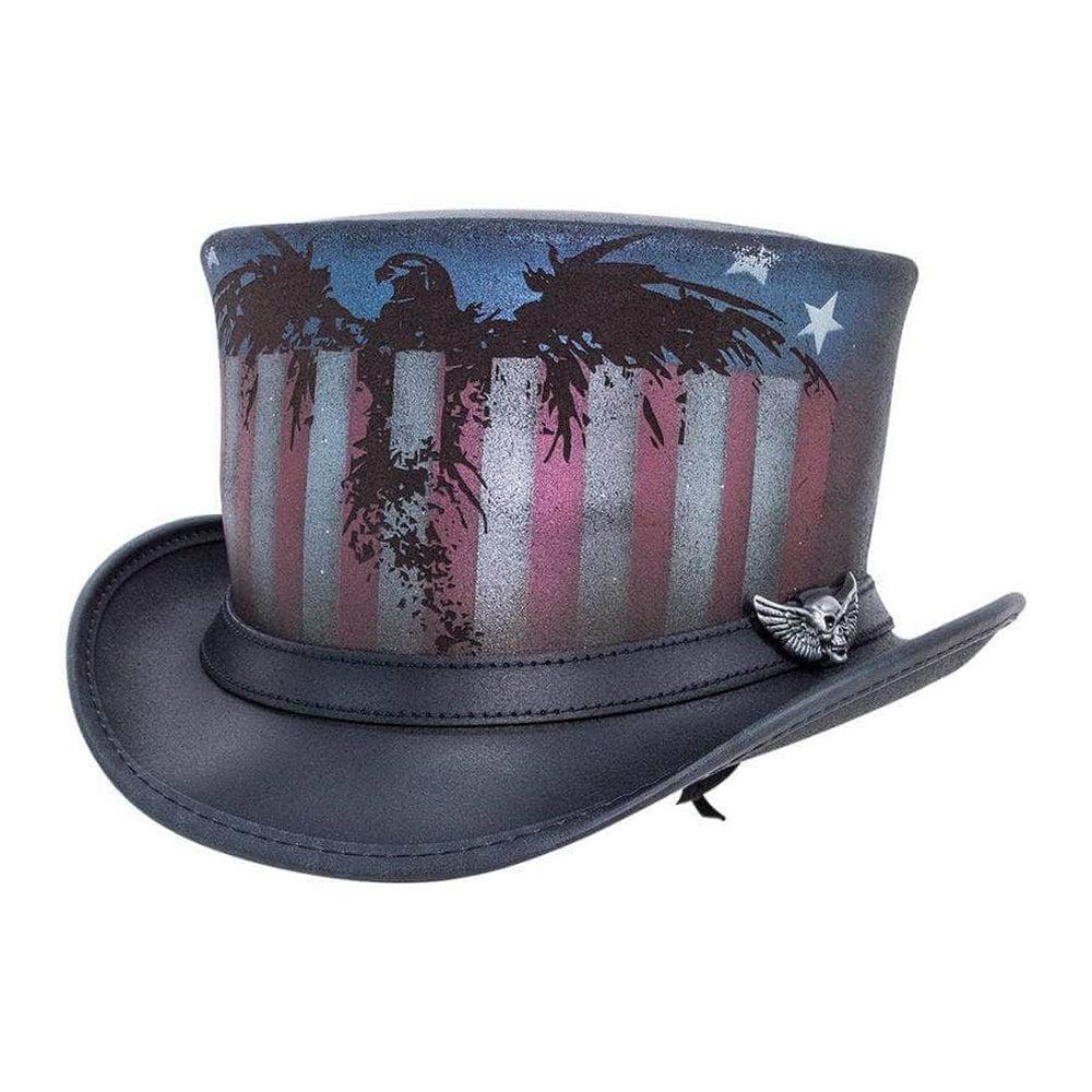 USA Black Leather Top Hat by American Hat Makers