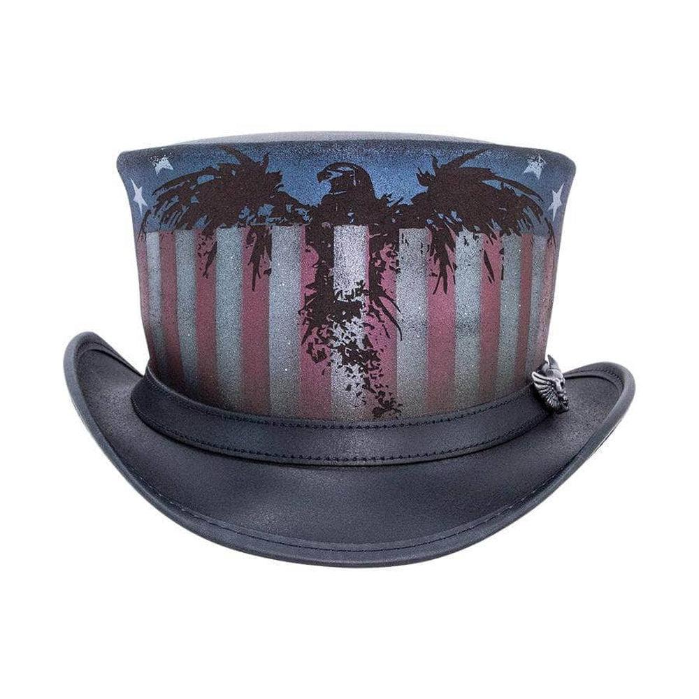 USA Black Leather Top Hat by American Hat Makers