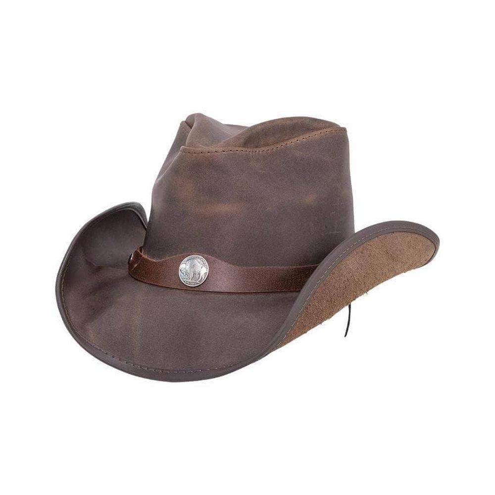 Western Chocolate Leather Cowboy Hat with 3" Brim and 4" Crown  by American Hat Makers